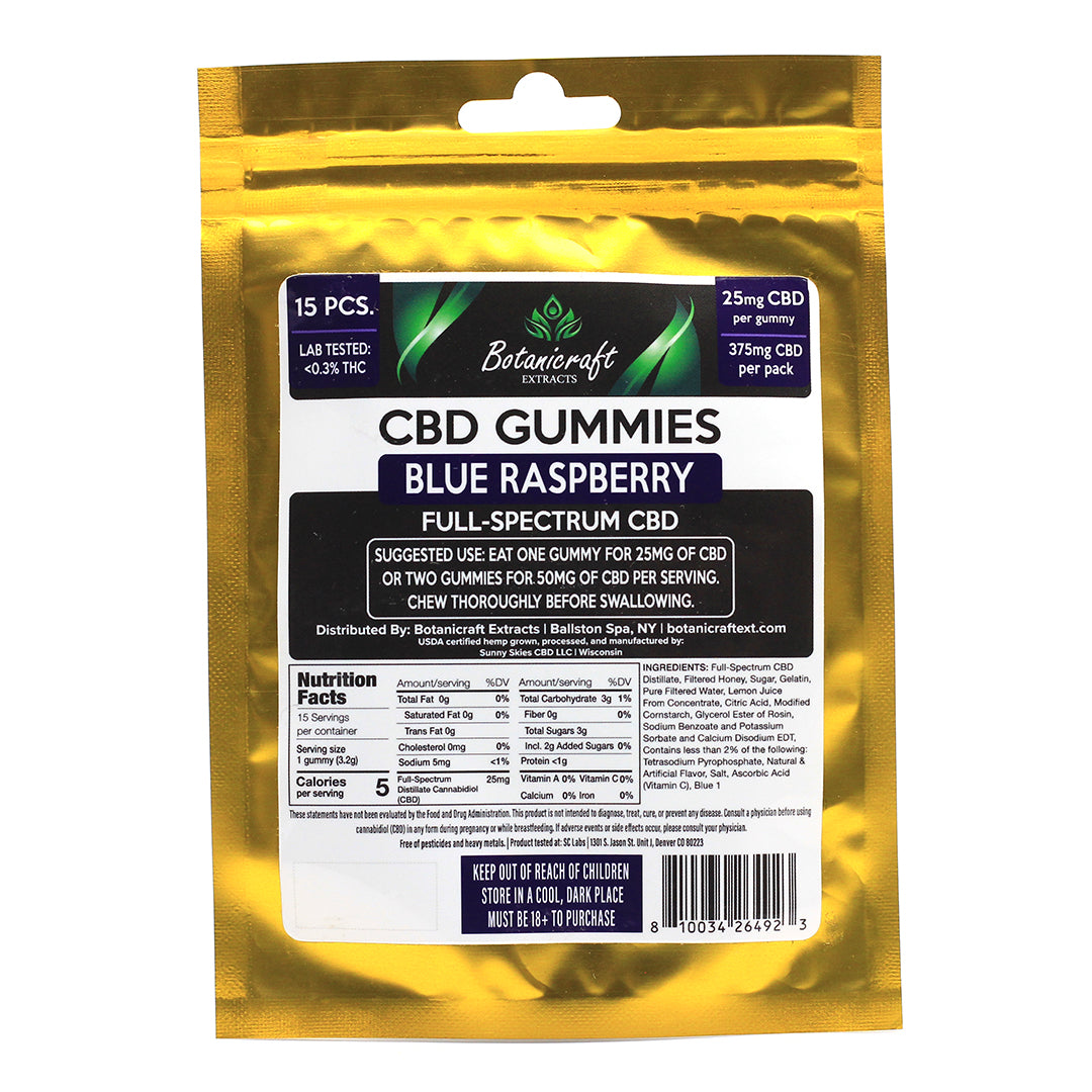 Blue Raspberry CBD gummies | 15 pieces | Botanicraft Extracts
