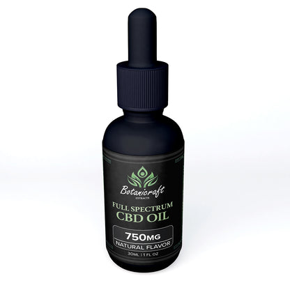 Bottle of 750 mg full spectrum CBD oil | Natural Flavor | Botanicraft Extractss